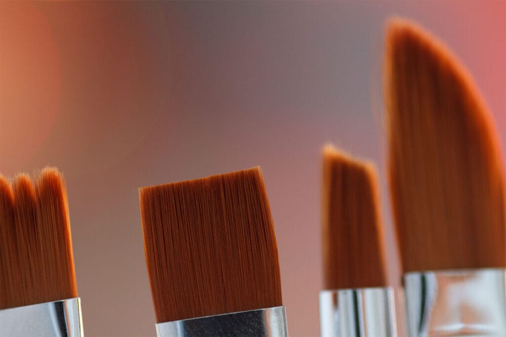 Close up of paint brushes bristles